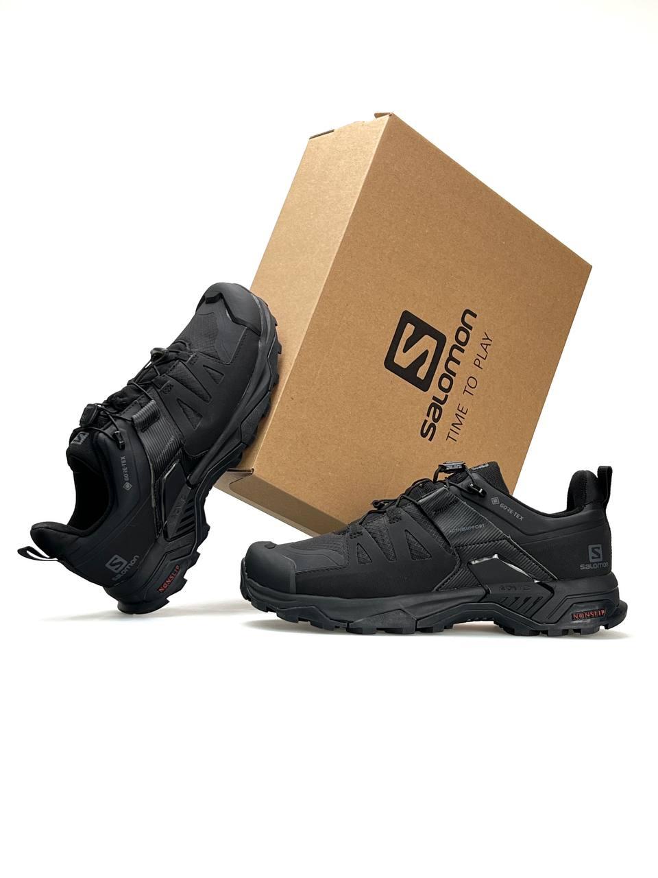 Чоловічі кросівки Salomon X Ultra 4 Black, кеди Соломон шкіра текстиль водонепроникний чорний. Чоловіче взуття