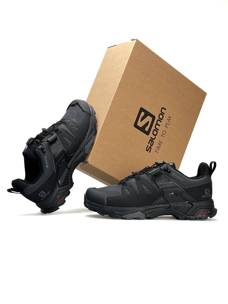 Чоловічі кросівки Salomon X Ultra 4 Grey Black, кеди Соломон шкіра текстиль водонепроникний. Чоловіче взуття