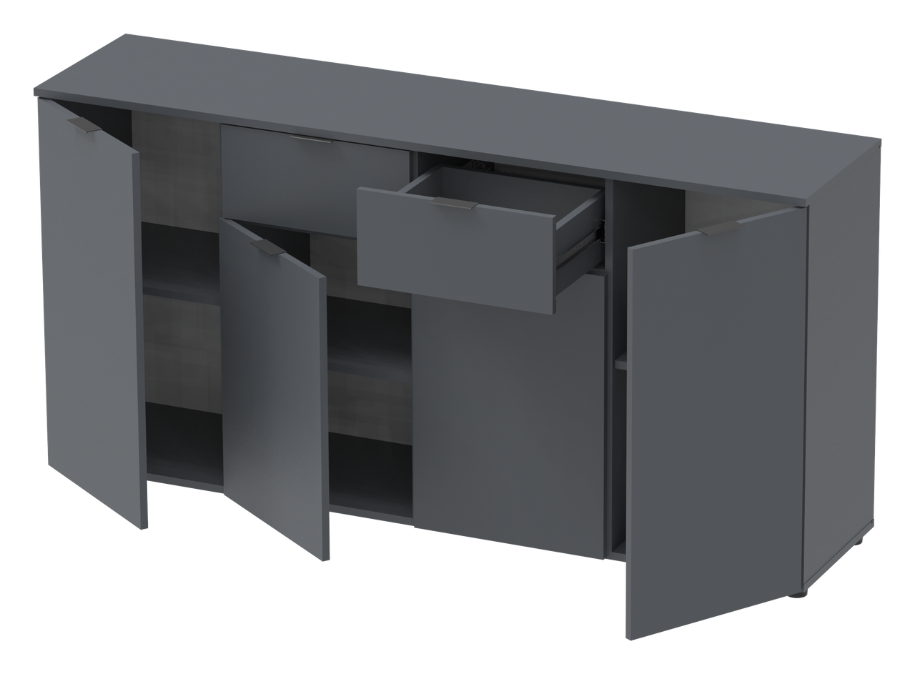 Комод Doros Рон 7 графіт 4 фасади 2 шухляди 160х38х81 (44900222)