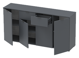 Комод Doros Рон 7 графіт 4 фасади 2 шухляди 160х38х81 (44900222), фото 1