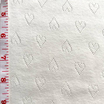 Рібана трансферлі трикотаж полотно преміум однотон ясно-молочний сердечка