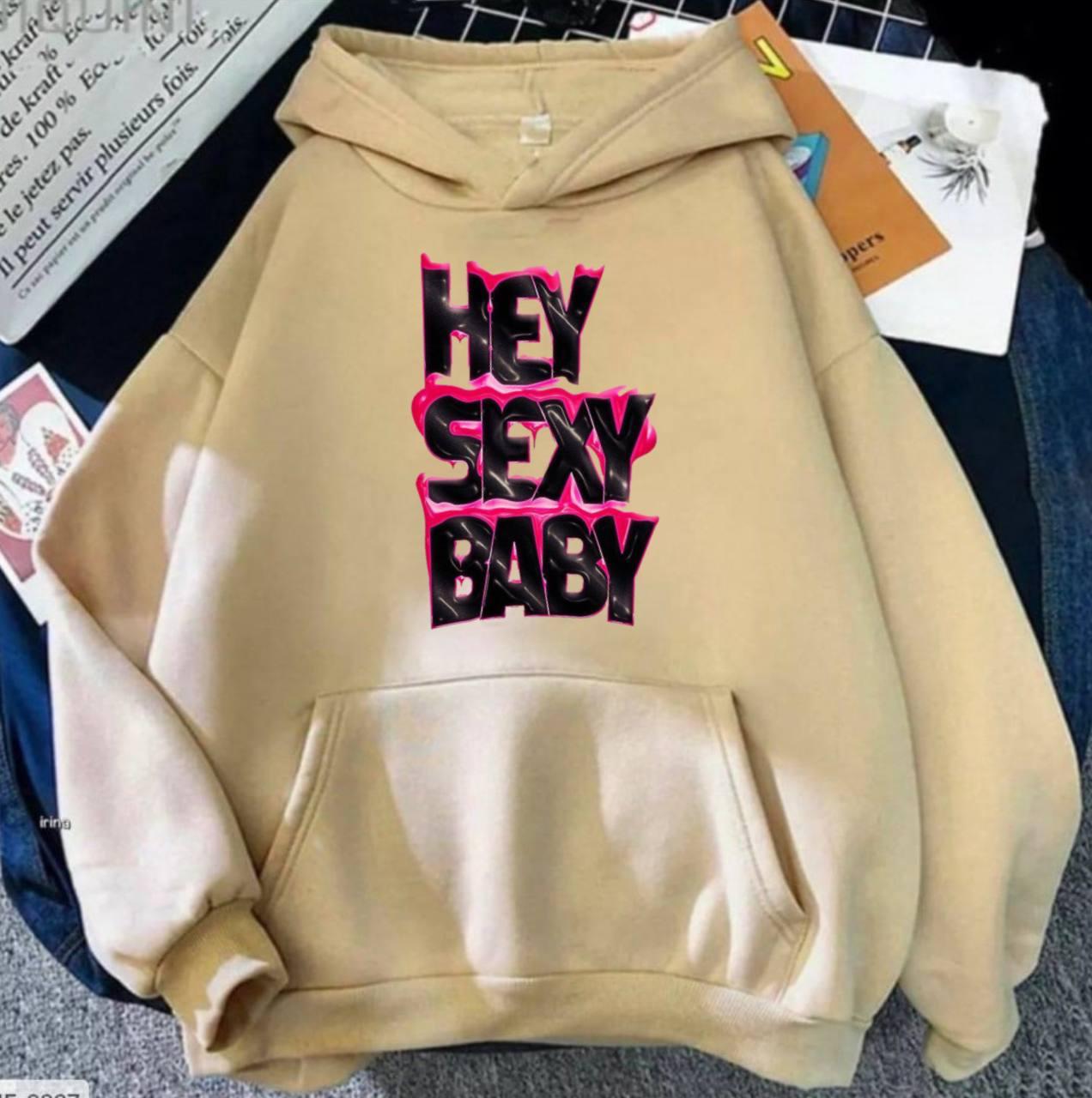 Модне жіноче худі з крутим принтом "hey sexy baby"