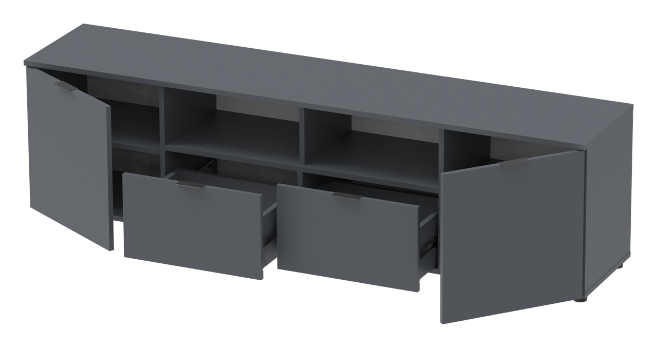 Тумба під телевізор (Комод) Doros Рон 4 графіт 2 фасади 2 шухляди 180х38х50 (44900221)