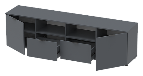 Тумба під телевізор (Комод) Doros Рон 4 графіт 2 фасади 2 шухляди 180х38х50 (44900221), фото 1