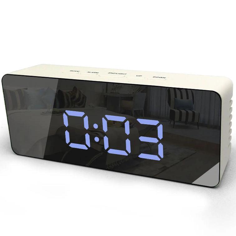Годинник Настільний Електронний у спальню Будильник для дому Technoline WT475 White/Black Mirror (WT475)
