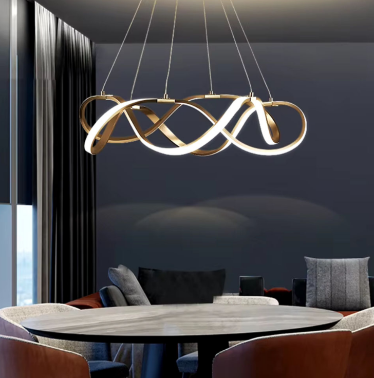 Золота люстра із двома хвилеподібними кільцями d70 см Y 405-700+700 GD, фото 1
