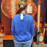 Толстовка жіноча з надписом трикотаж рукав 7/8 мис манжет 48 синя, фото 3