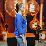 Толстовка жіноча з надписом трикотаж рукав 7/8 мис манжет 48 синя, фото 2