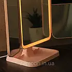 Настільне потрійне дзеркало з LED підсвічуванням та USB, XW 810, Рожевий / Косметичне дзеркало для макіяжу, фото 4
