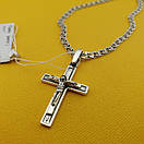 Срібна цепочка з хрестиком чоловіча. Освячений кулон хрестик і тонкий срібний ланцюжок. 55 см, фото 7