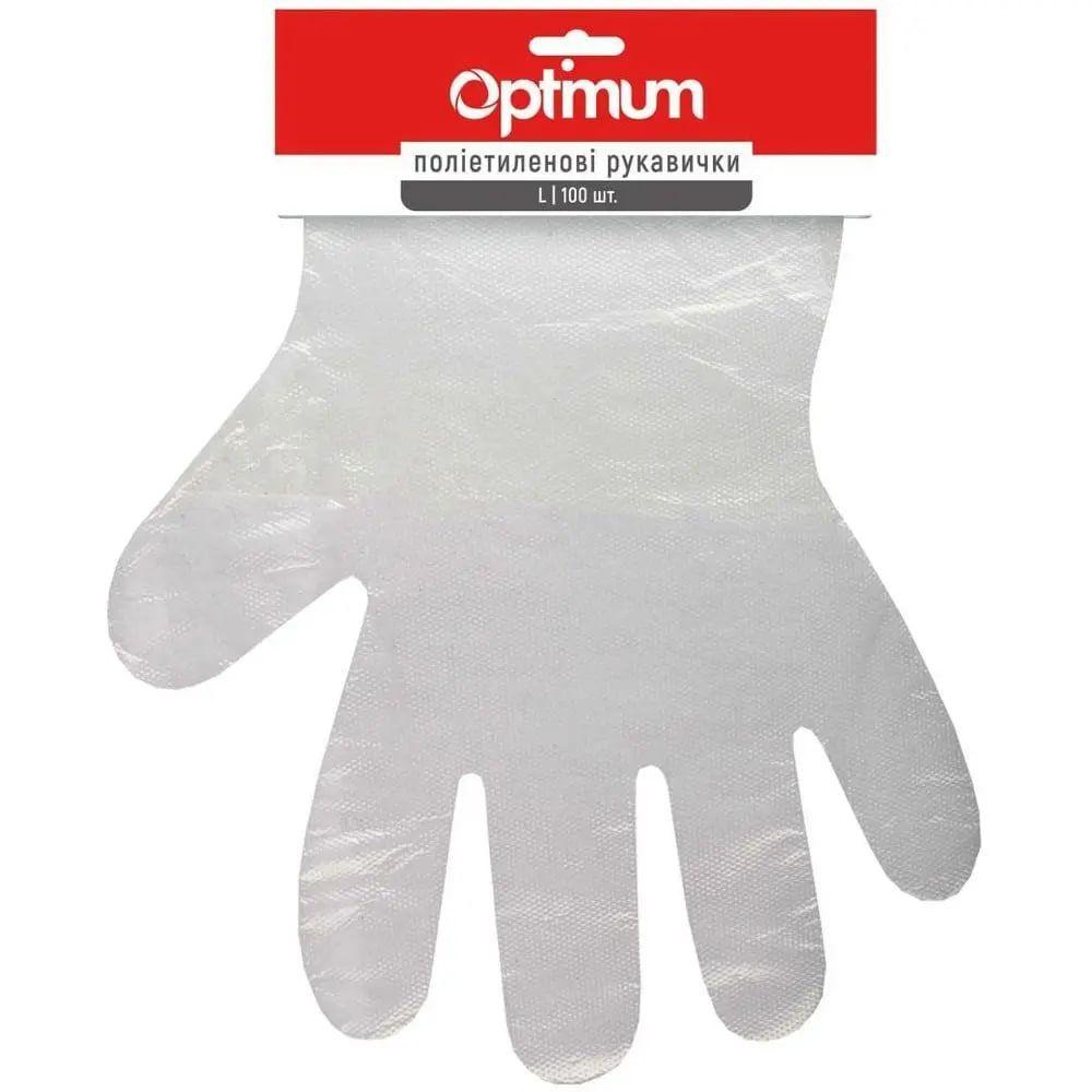 Рукавички одноразові OPTIMUM  HDPE 100 шт, на планці, арт. 17500560