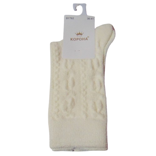 Шкарпетки махрові вовна Корона 36-41 молочні 762, фото 1