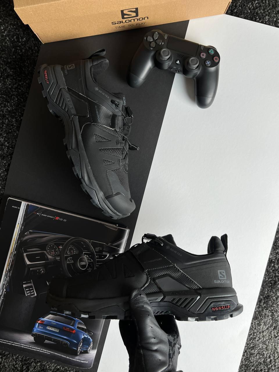 Чоловічі кросівки Salomon X Ultra 4 Black, кеди Соломон шкіра текстиль водонепроникний чорний. Чоловіче взуття