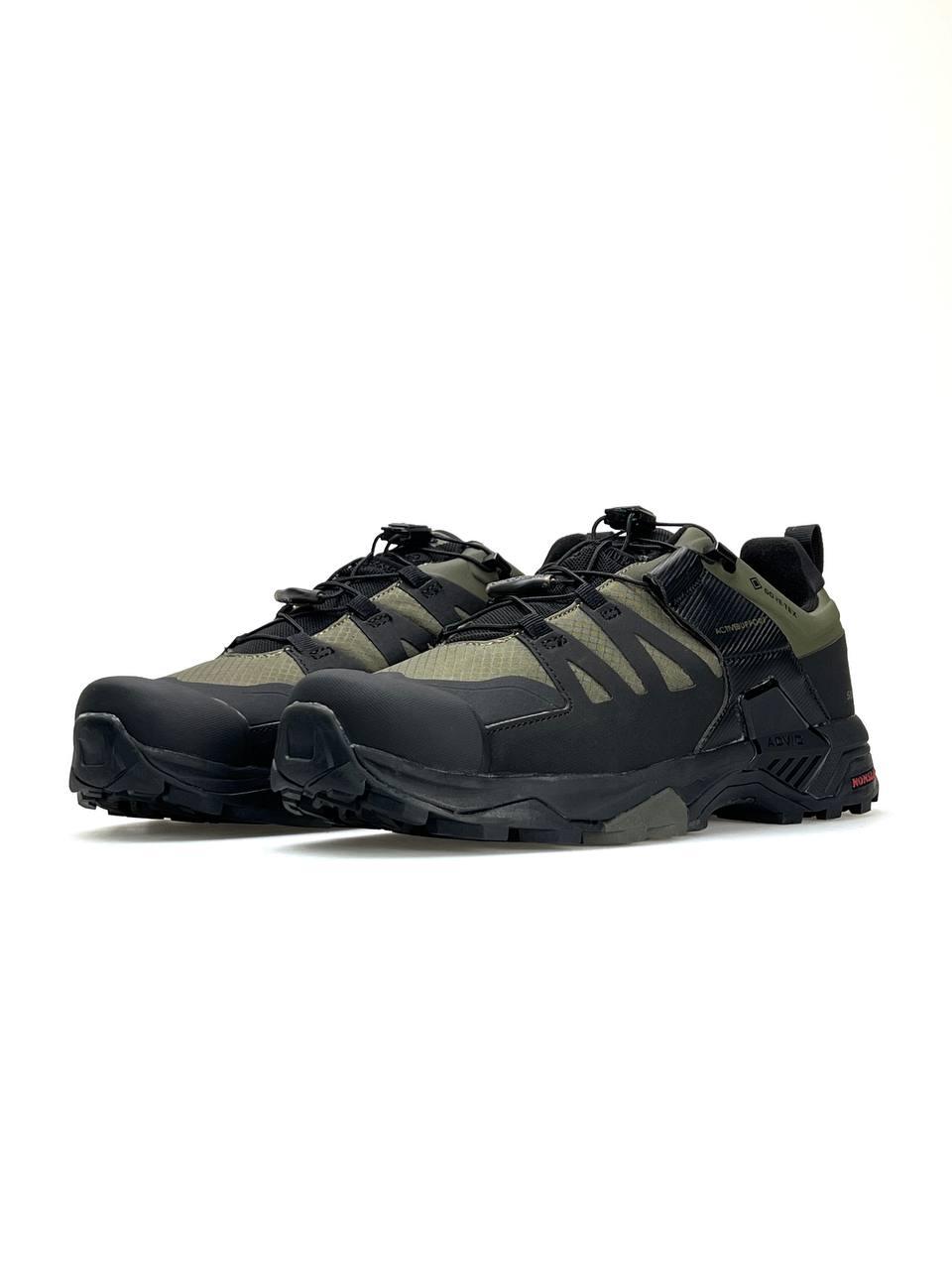 Чоловічі кросівки Salomon X Ultra 4 Khaki Black, кеди Соломон шкіра текстиль водонепроникний. Чоловіче взуття