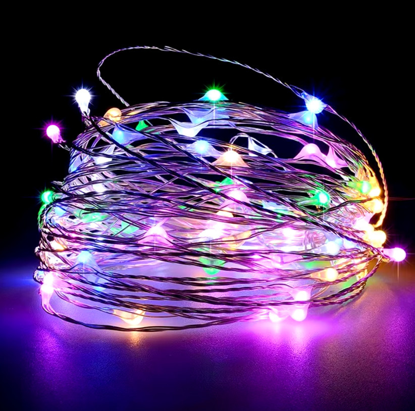 Гірлянда LED Роса 3 м 30 діодів, різнокольорове світло, від батарейок