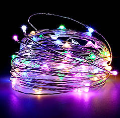 Гірлянда світлодіодна Роса, на батарейках, різнокольорове світло, 10 м