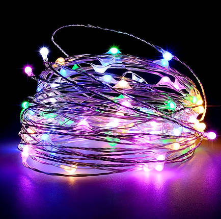 Гірлянда LED Роса 3 м 30 діодів, різнокольорове світло, від батарейок, фото 1