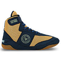 Взуття для боротьби борцовки на шнурівці FISTRAGE VL-7747-1 Темно-синій-бежевий (розміри 35-45)