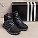 Дитячі черевики Adidas, Підліткові зимові кросівки Адідас, шкіряні, чорні / Зимове взуття для хлопчиків підлітків, фото 5