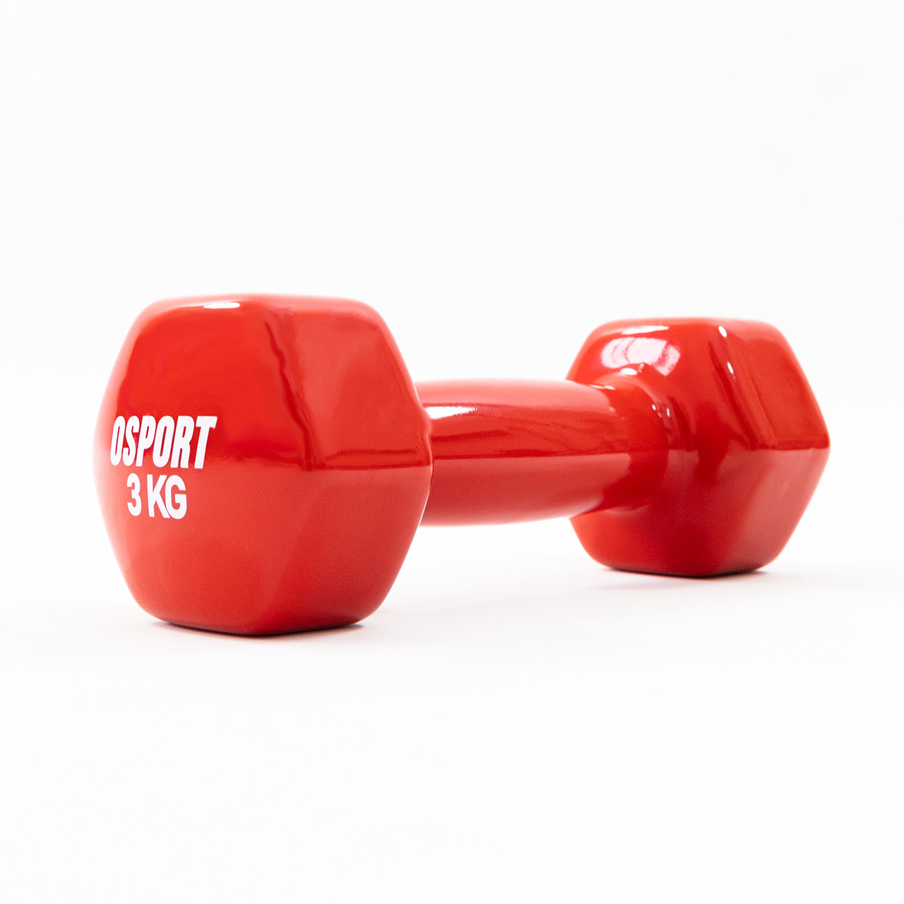 Гантель для фітнесу вінілова цільна (нерозбірна) OSPORT Profi 3 кг (FI-0105-3) Червоний