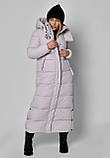 Жіночий довгий пуховик сіро-блакитного кольору 8898, фото 2