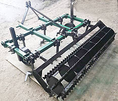 Стрільчатий культиватор з котком 2,0м передпосівний до мінітрактора (пряма жорстка стійка, 13 стрільчатих лап в 2 ряди)