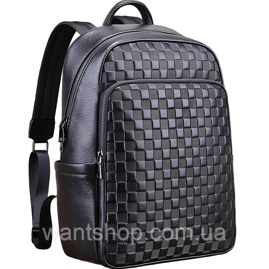 Шкіряний чоловічий рюкзак великий і місткий Tiding Bag TM-89397 чорний
