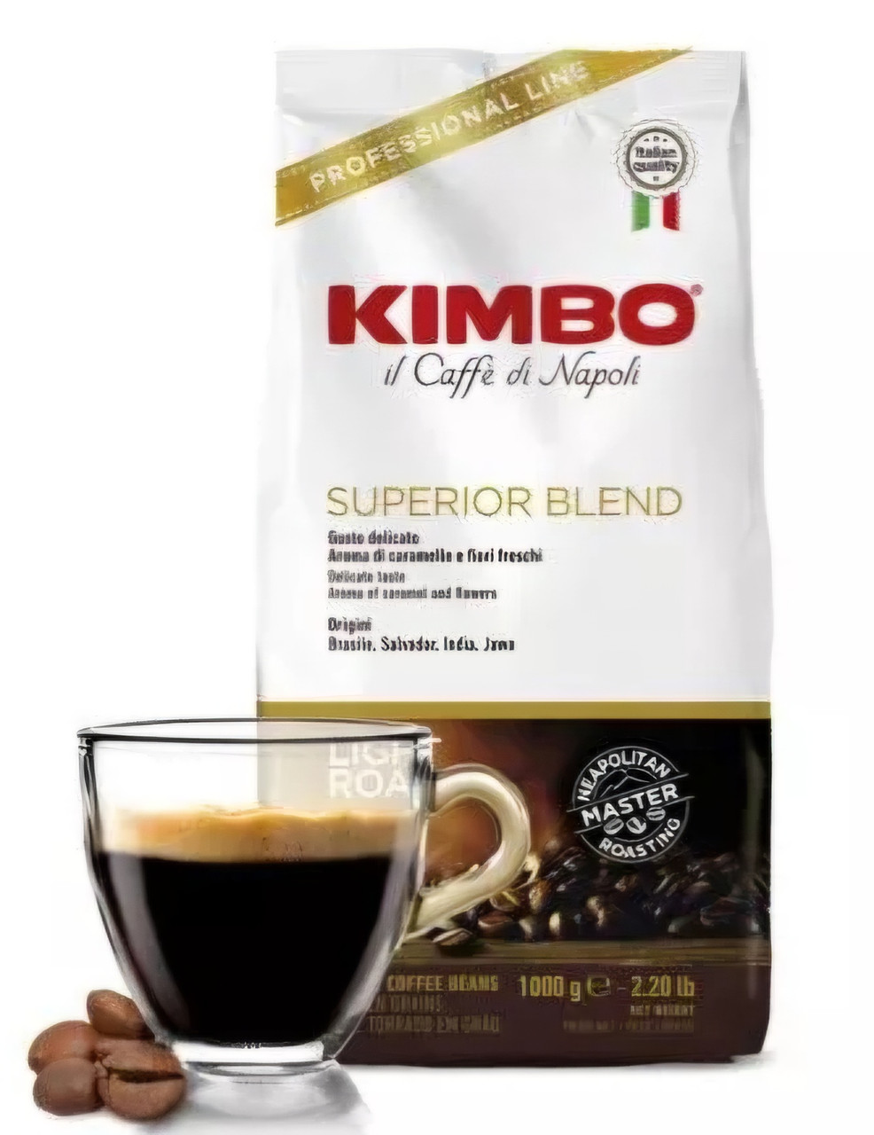 Оригінал! Кава в зернах Kimbo Superior Blend 1 кг 80/20 світле обсмажування, Італия