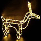 Олень північний новорічний 70 см Тілий білий жовтий колір, вулична новорічна світні LED фігура, фото 2