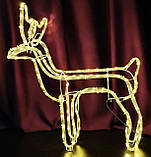 Олень північний новорічний 70 см Тілий білий жовтий колір, вулична новорічна світні LED фігура, фото 6