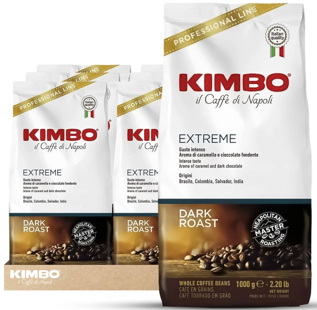 Оригінал! Кава в зернах Kimbo EXTREME 1кг, темне обсмажування Італія