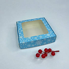 Коробка для пряника, 150*150*35 мм, з вікном, "Сніжинки"