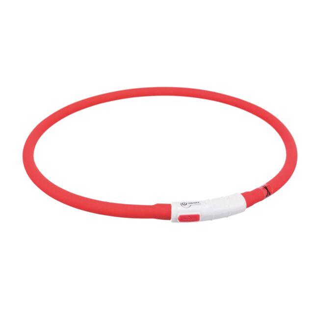 Нашийник Trixie Flash Light Ring силіконовий червоний для собак з підсвічуванням та USB XS-XL 70см 10мм, фото 1