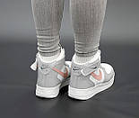 Зимові жіночі кросівки Nike Air Force 1 AF1 High з хутром високі теплі 36-41р (білі з сірим). Живе фото, фото 8