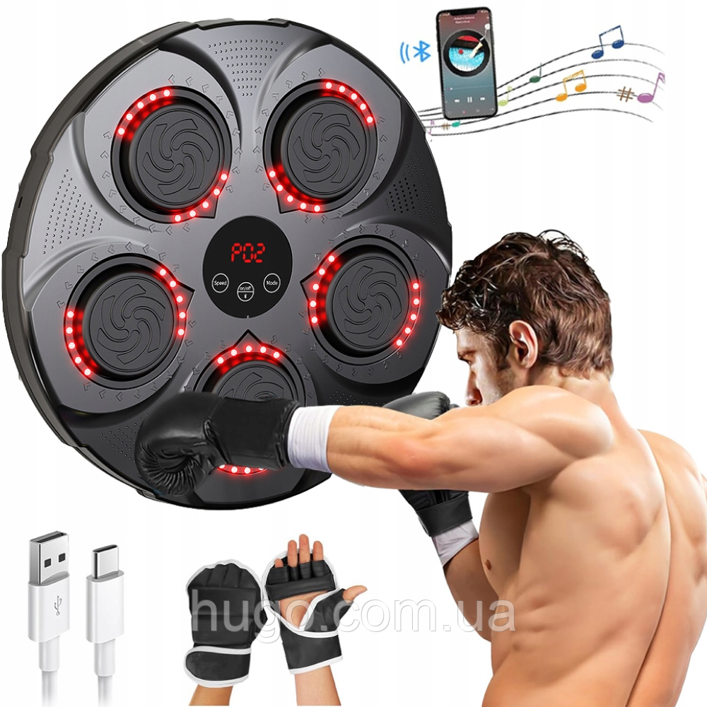 Настенная боксерская мишень с музыкой от USB, 9 режимов + Перчатки ...