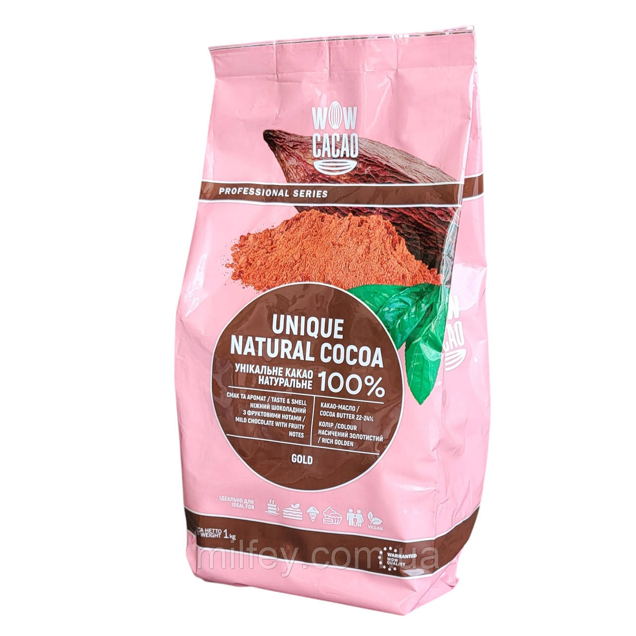 Какао-порошок натуральний (неалкалізований) WOW Cacao Natural 22-24% 1 кг