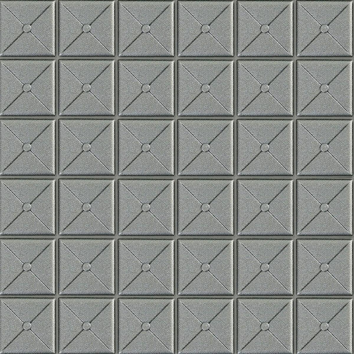 Самоклеюча декоративна 3D панель квадрат срібло 700x700x8мм (177) SW-00000188