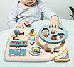 Розвивальна ігрова панель управління машиною бизиборд з 10 ігровими елементами для розвитку дрібної моторики дітей, фото 4