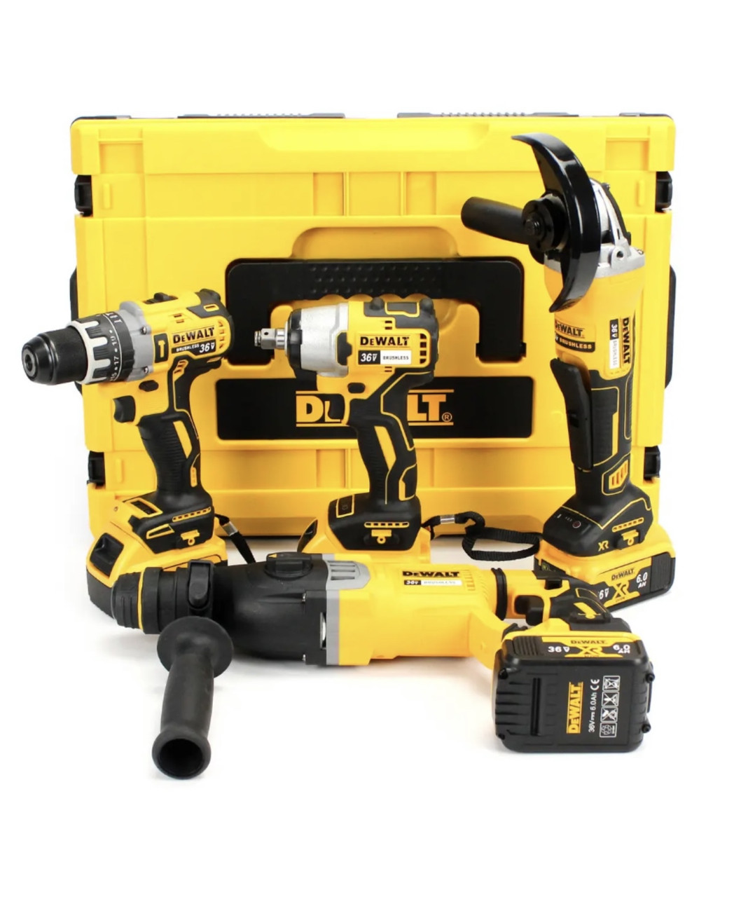 Набір 4в1 АКБ DeWalt 48V/6AP 4АКБ (Шуруповер DCD996 + Болгарка DCG413 + Перфоратор DCH263 + Гайковерт DCF922), фото 1