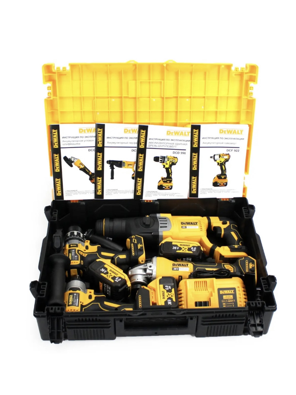 Набір 4в1 АКБ DeWalt 36V 4АКБ (Шуруповер DCD996 + Болгарка DCG413 + Перфоратор DCH263 + Гайковерт DCF922)