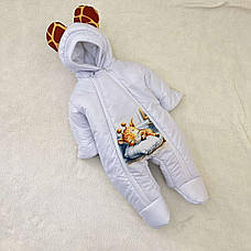 Дитячий теплий чоловічок комбінезон осінь весна зима 0-3 міс 56-62 розмір, фото 2