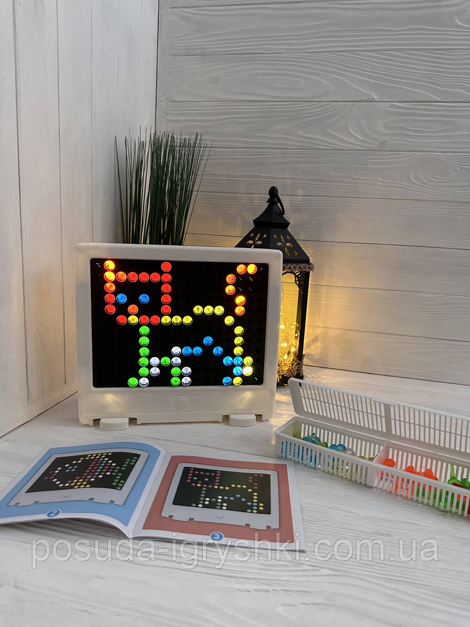 Мозаїка з світлом YM2021-10-11 2 види, 129 деталей, на батарейках 4 ААА, в коробці 34-24-4 см, фото 1