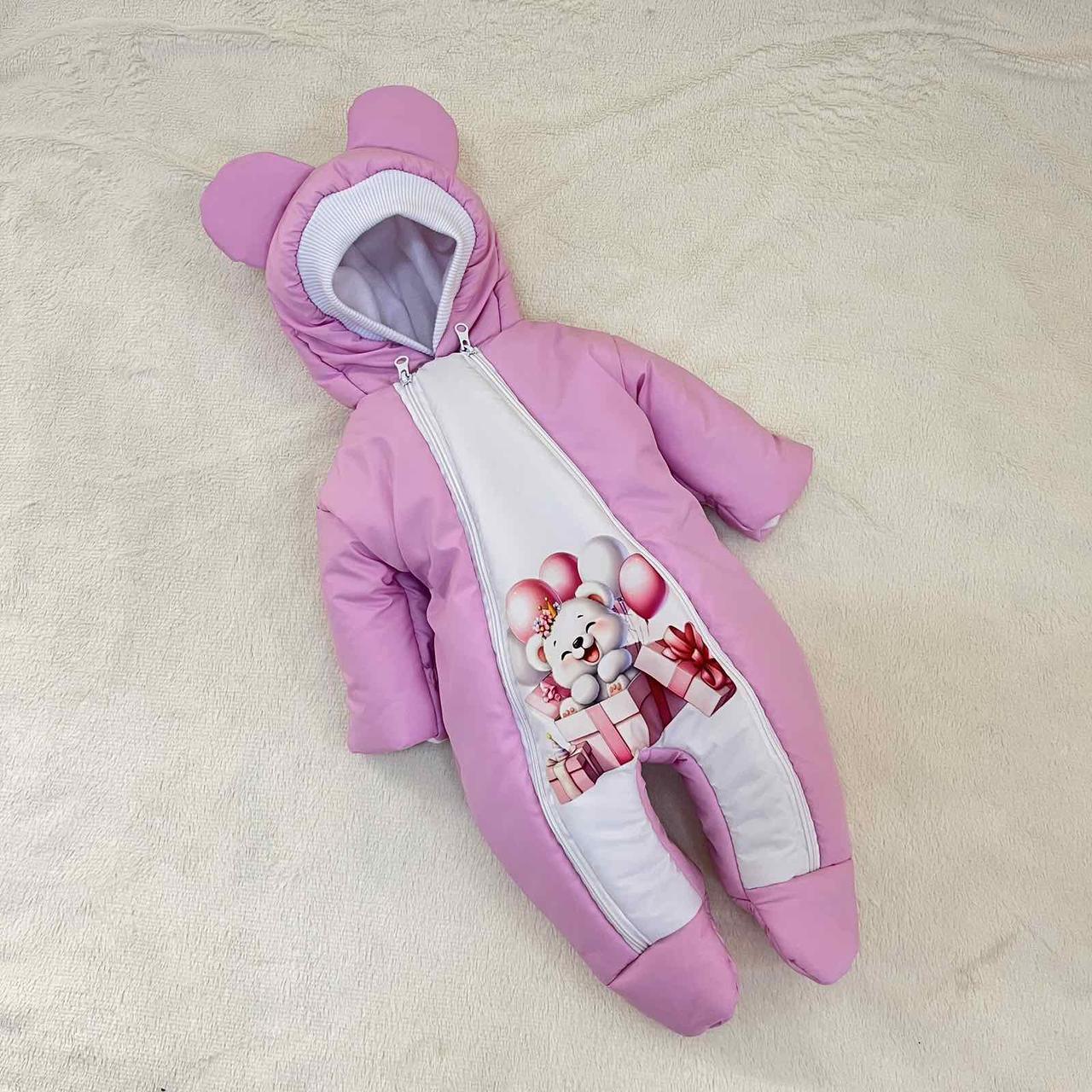 Дитячий теплий чоловічок комбінезон осінь весна зима 0-3 міс 56-62 розмір