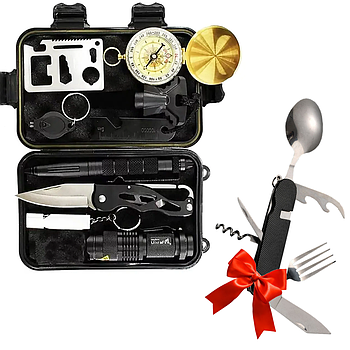 Набір для виживання 9в1, EL-2381 + Подарунок Складаний ніж 5в1 / Набір виживальника