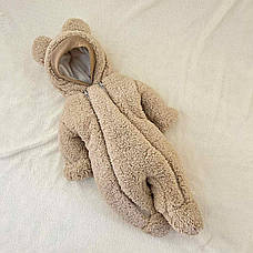 Дитячий теплий чоловічок комбінезон Тедді осінь весна зима 0-3 міс 56-62 розмір, фото 4