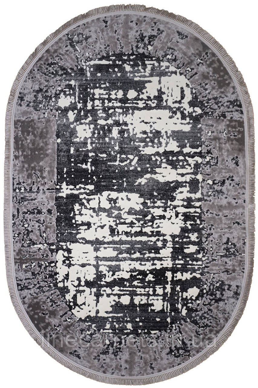 Овальний сірий сучасний килим LEVADO 09041A L. GREY-L. GREY, фото 1