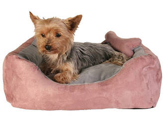 Trixie TX-37491 Лежак Chippy для собак 40 х 40 х 15 см, блиск. замша, рожевий/сірий