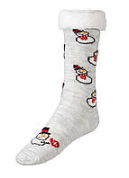 Шкарпетки вязані жіночі з хутром всередині та тормозками на підошві