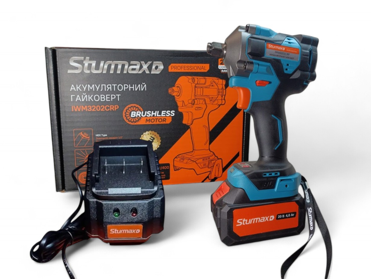 Sturmax IWM3202CRP Акумуляторний гайковерт 20В (Комплект АКБ 4АЧ + З/П)