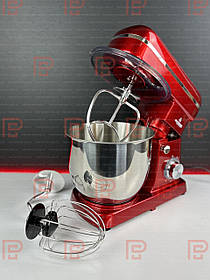 Тестомес/ Міксер планетарний з чашею 5 л Crownberg 2200 Вт, міксер 6 швидкостей червоний/неіржавка сталь